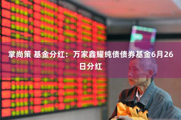 掌尚策 基金分红：万家鑫耀纯债债券基金6月26日分红
